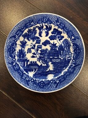 Vintage Willow Blue and White Transferware Salad Plate